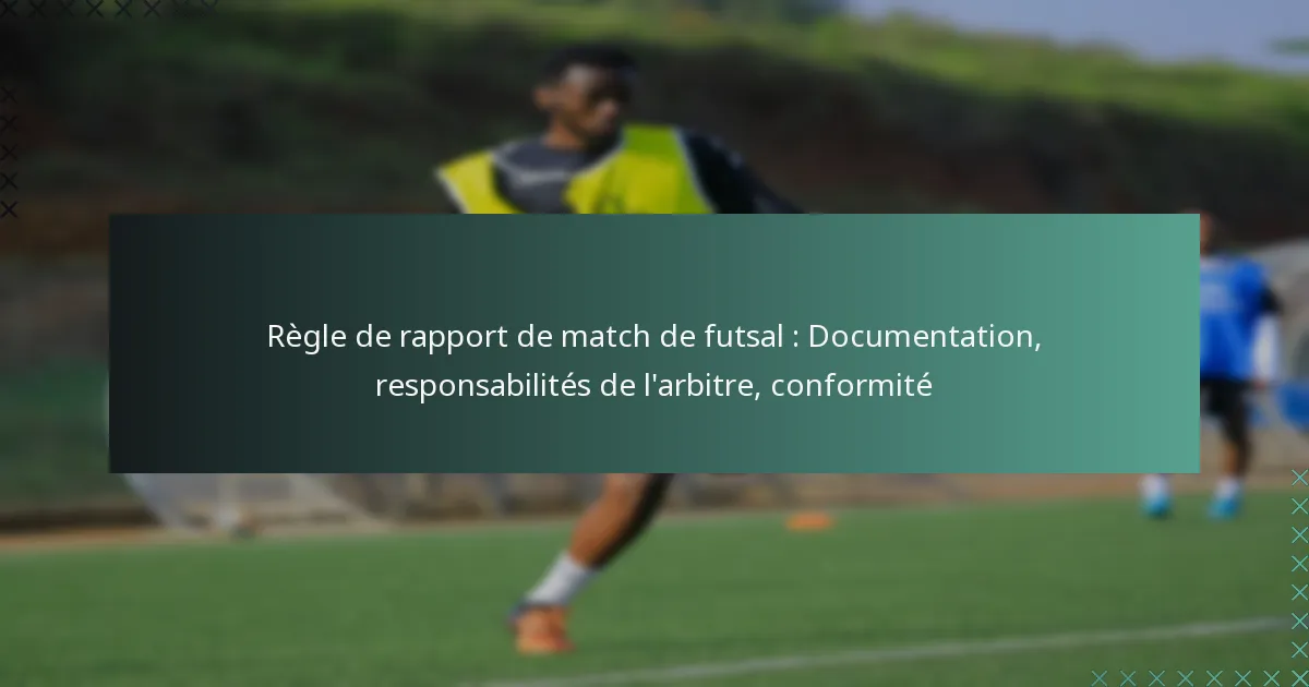 Règle de rapport de match de futsal : Documentation, responsabilités de l’arbitre, conformité