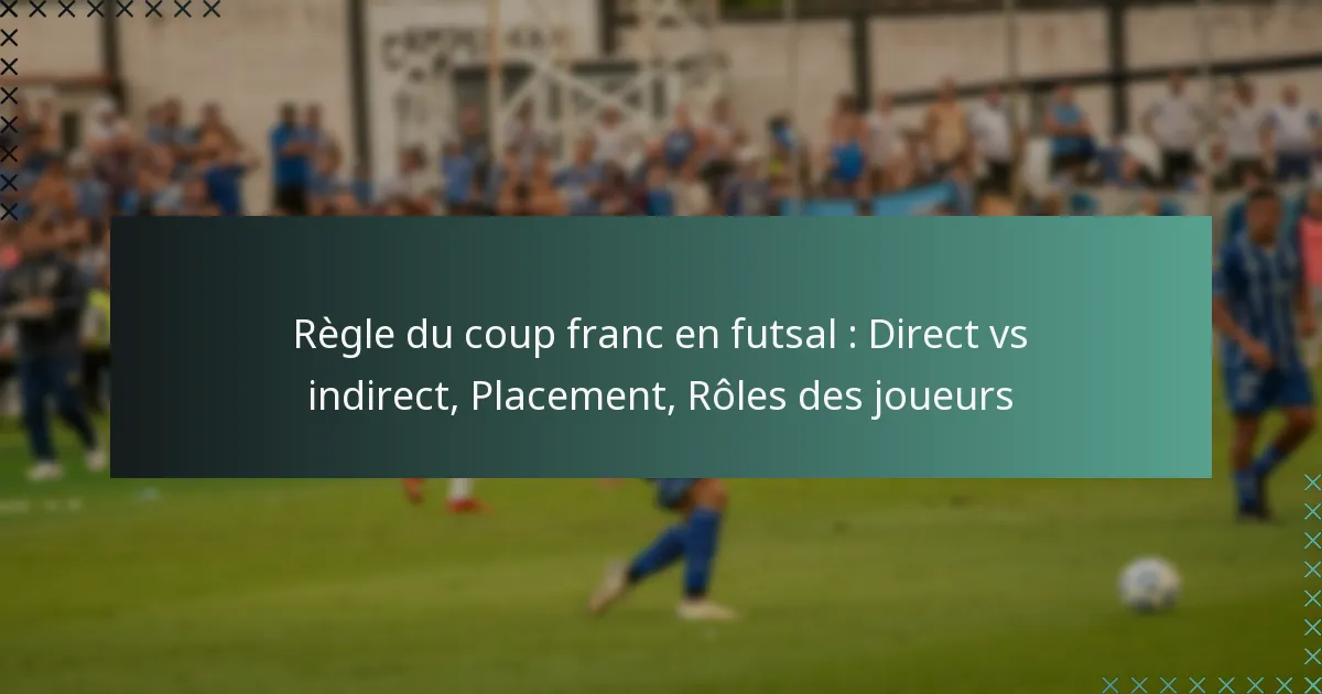 Règle du coup franc en futsal : Direct vs indirect, Placement, Rôles des joueurs