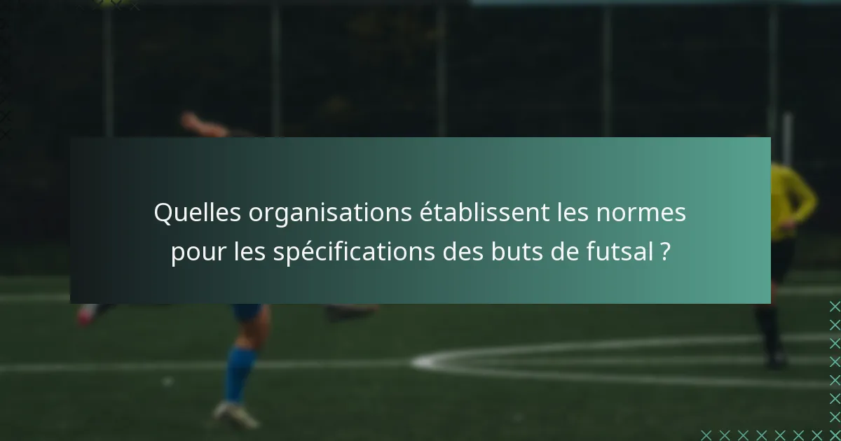 Quelles organisations établissent les normes pour les spécifications des buts de futsal ?